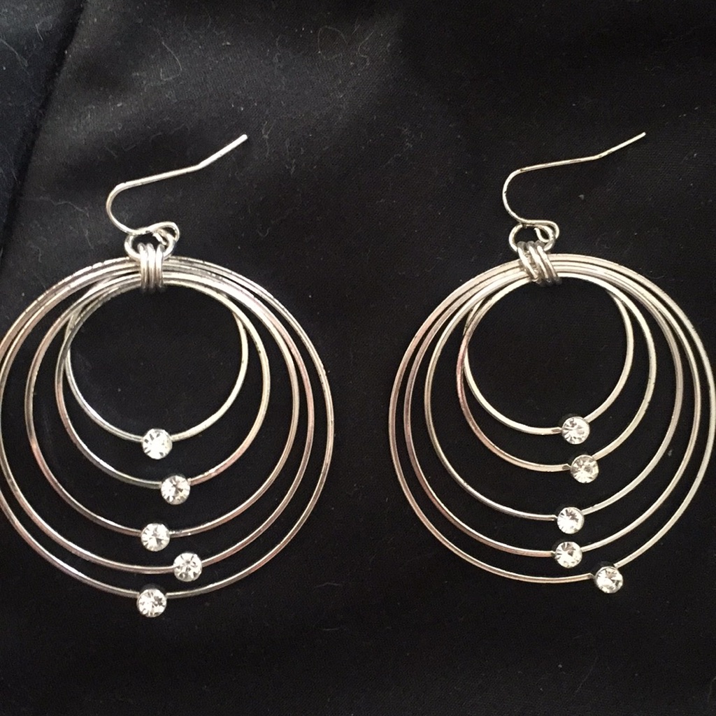 Rhinestone Accented Wire Hoop Earrings